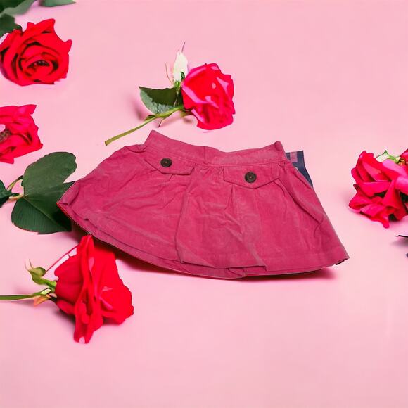 Cherokee Girls Skirt Sz 12 Mo Hot Paradise Pink Corduroy Faux Pockets Buttons - Picture 1 of 6